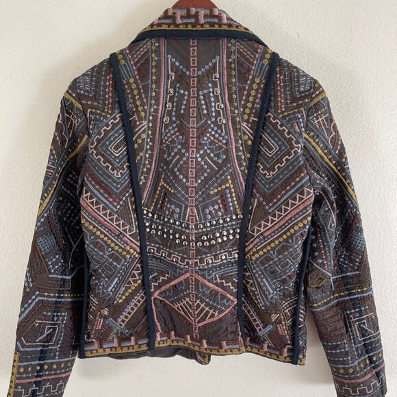 JOHNNY WAS Biya Metallic Embroidered Studded Lined Jacket: NWOT! XS (Runs Large) - Picture 3 of 8